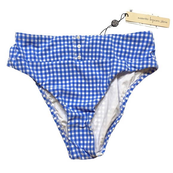 Nanette Lepore Blue Capri Gingham Pin Up Tankini - Picture 4 of 13